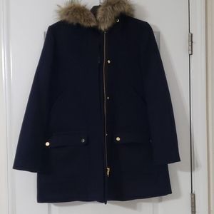 J.Crew Factory Petite Wool Parka in Navy Blue